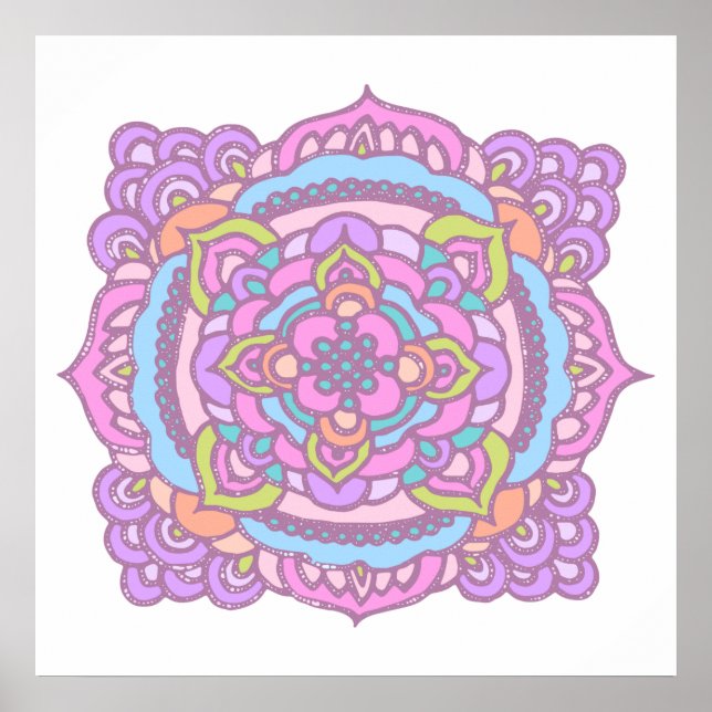 Helles, farbenfrohes Geschirr Ornament Poster (Vorne)