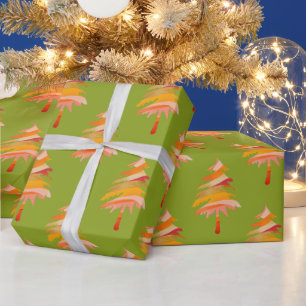 Helles, farbenprächtiges Weihnachtsbaummuster Geschenkpapier
