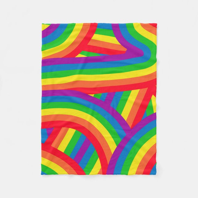 Helles, farbiges Fun Rainbow Stripes-Muster Fleecedecke (Vorderseite)