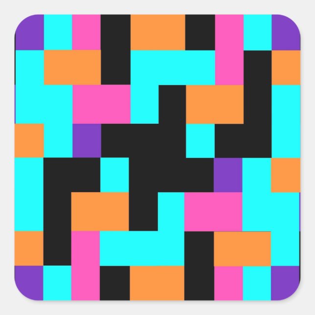 Helles, farbiges geometrisches Quadrat-Muster Quadratischer Aufkleber (Vorderseite)