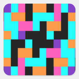 Helles, farbiges geometrisches Quadrat-Muster Quadratischer Aufkleber