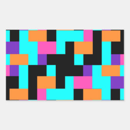 Helles, farbiges geometrisches Quadrat-Muster Rechteckiger Aufkleber