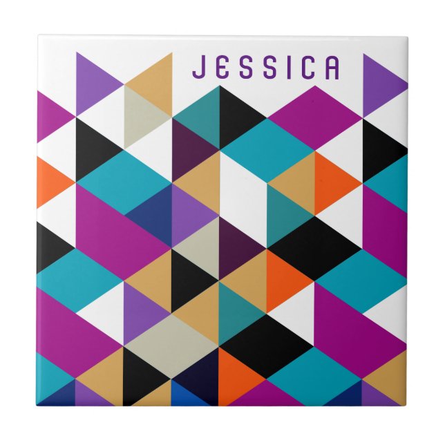 Helles, farbiges Muster moderner Geometrie Fliese (Vorderseite)