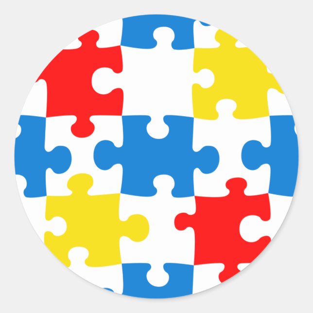 Helles, farbiges Puzzlespiecmuster Runder Aufkleber (Vorderseite)