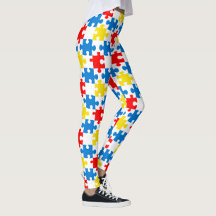 Helles, farbiges Puzzleteil-Muster Leggings