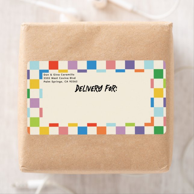 Helles farbiges Schachbrett mit Rücksendeadresse (Insitu)