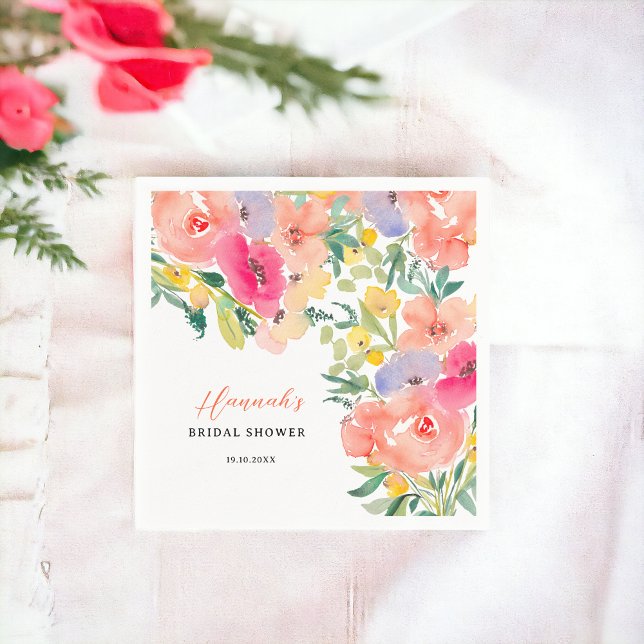 Helles, feines bohansardenes Brautparty Serviette (Bright bold boho garden floral bridal shower napkins)