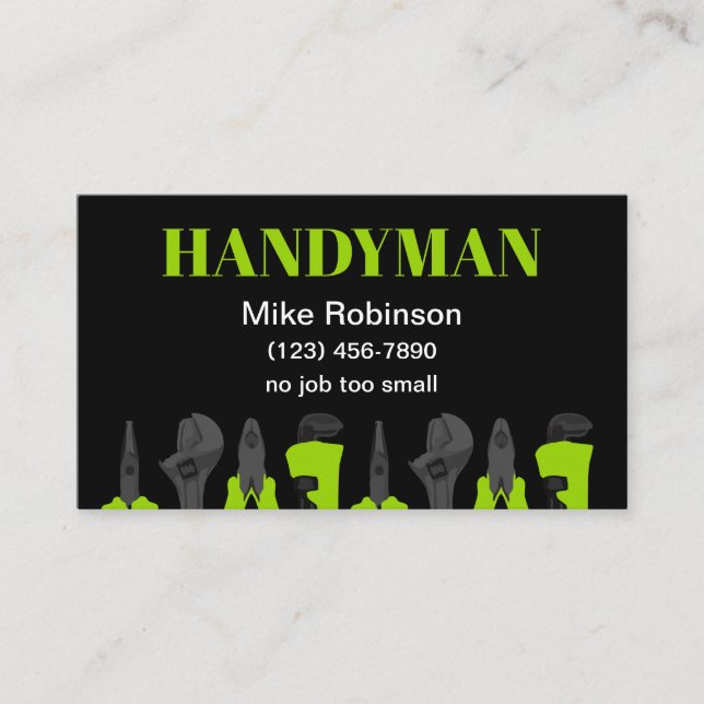Helles, feines Handyman Business Cards Design Visitenkarte (Vorderseite)