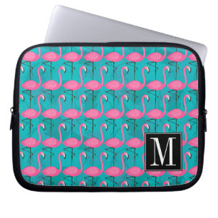 Helles Flamingo-Muster addieren Ihre Initiale Laptopschutzhülle