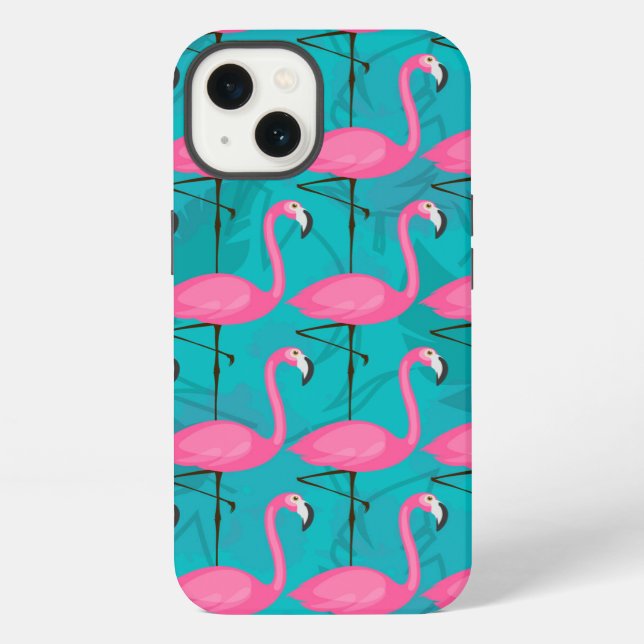 Helles Flamingo-Muster iPhone Hülle (Rückseite)