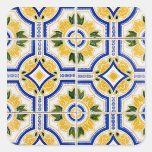 Helles Fliesenmuster, Portugal Quadratischer Aufkleber