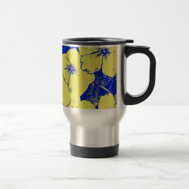 Helles floral Yellow Blue Motif Reisebecher (Rechts)