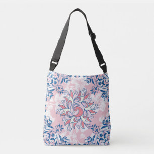 Helles florales Muster in Rosa und Blau Tragetaschen Mit Langen Trägern