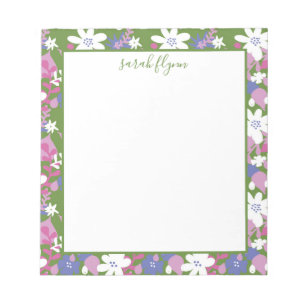 Helles, florales Rosa und weißes Notepad Notizblock