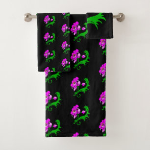 Helles Fuchsia Blume Badetuch Set