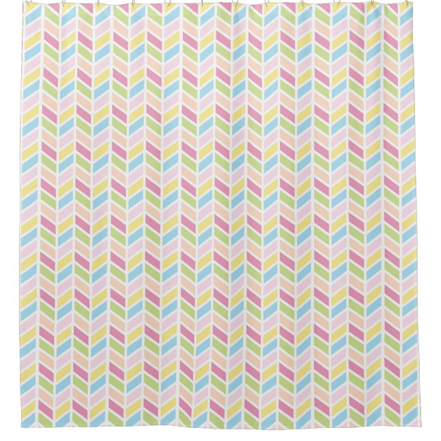 Helles Fun Cheery Herringbone-Muster Duschvorhang (Vorderseite)