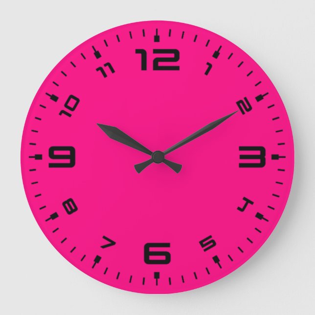 Helles Fun Magenta Pink Große Wanduhr (Vorderseite)