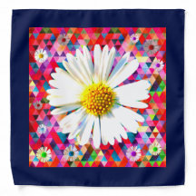 Helles Gänseblümchen auf mehrfarbigem Patchwork