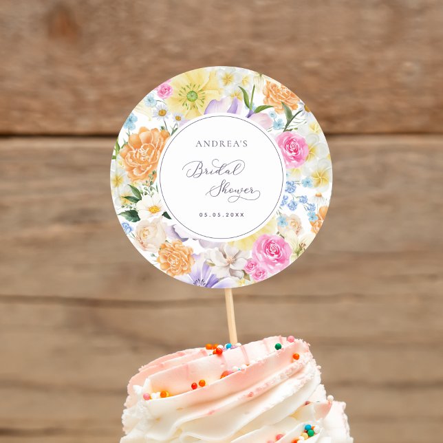 Helles Garden Bloral Summer Brautparty Runder Aufkleber (Von Creator hochgeladen)