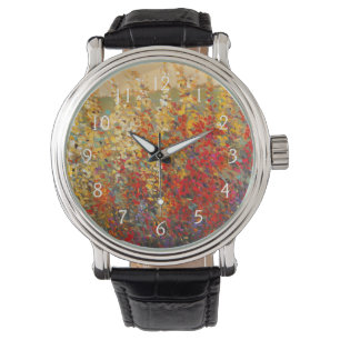 Helles Garten-Wandgemälde der Frühlings-Wildblum Armbanduhr