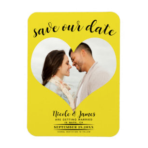 Helles Gelb Herz Foto Hochzeit Save the Date Magnet