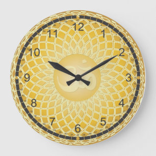 Helles Gelb-OM-Symbol Große Wanduhr