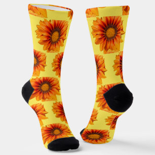 Helles Gelb-Orange-Verlaufs-Blumen-Ausschnitt Socken