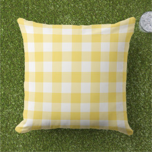 Helles Gelb-Weiß-Gingham-Karo-Kontrollmuster Kissen
