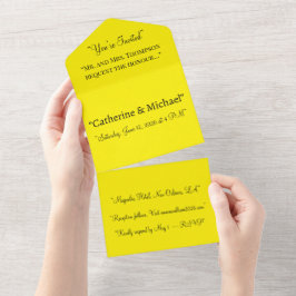 Helles Gelbes Hintergrundbild – Minimale Hochzeits All In One Einladung