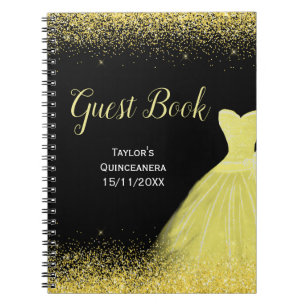 Helles gelbes Kleid Faux Glitter Quinceanera Notizblock
