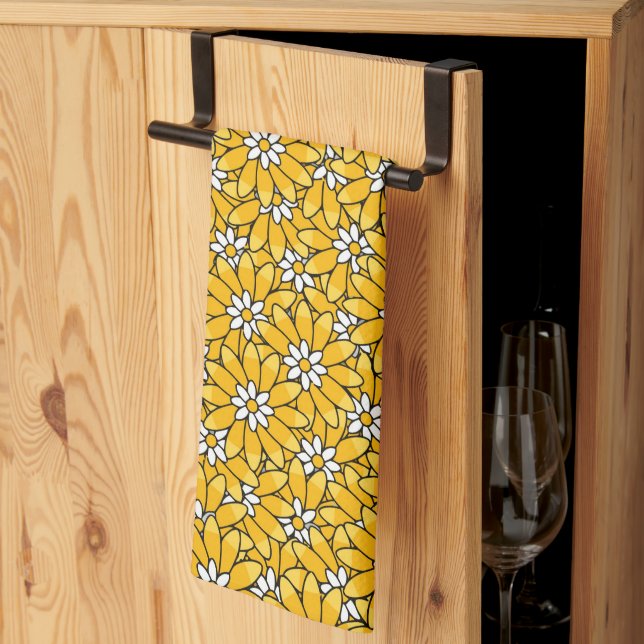 Helles gelbes überlappendes Blumenmuster Geschirrtuch (Drittel gefaltet)