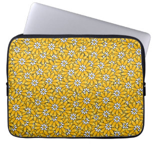 Helles gelbes überlappendes Blumenmuster Laptopschutzhülle