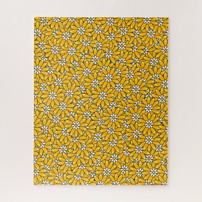 Helles gelbes überlappendes Blumenmuster Puzzle (Vertikal)
