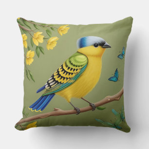 🕊️ Helles Gelbes Vogel Cottagecore Dekor 🌸 Kissen