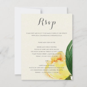 HELLES GELBES WATERCOLOR BLUMEN HOCHZEITSKARTE RSV RSVP KARTE