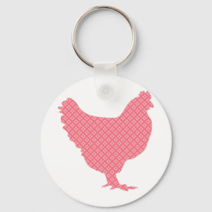 Helles gemustertes Huhn Schlüsselanhänger