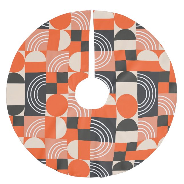 Helles geometrisches Farbblockmuster. Polyester Weihnachtsbaumdecke (Vorderseite)