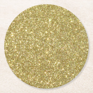 Helles Gold Glitter Funkeln Runder Pappuntersetzer