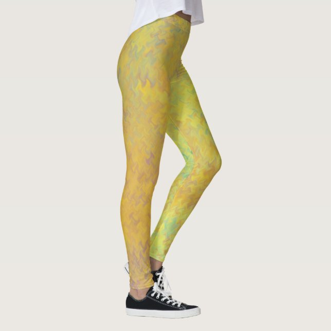 Helles goldgelbes Marmormuster Leggings (Rechts)