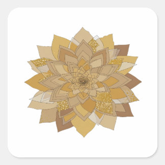 Helles Grau GOLDENES BLUMENMANTRA Crafting-Aufkleb Quadratischer Aufkleber