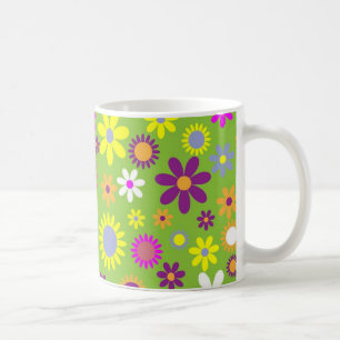 Helles Green Blume Power Pattern Kaffeetasse