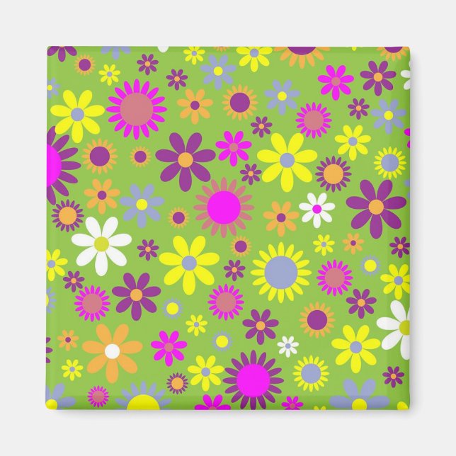 Helles Green Blume Power Pattern Magnet (Vorne)