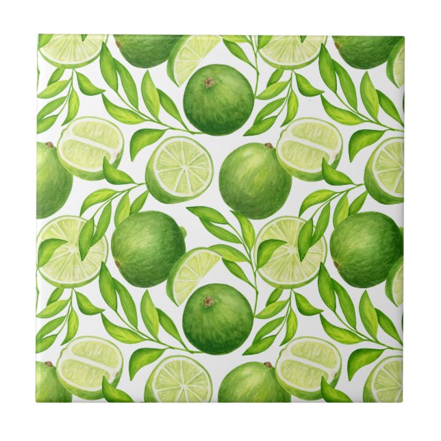 Helles Green Limon Watercolor Lemon Muster Fliese (Vorderseite)