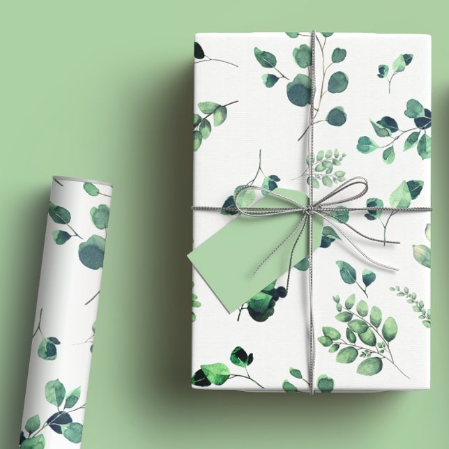 Helles Grün Eukalyptus Rustikale Grünpflanzen Aqua Geschenkpapier (Von Creator hochgeladen)