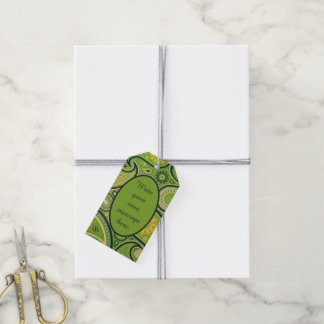 Helles Grün Paisley-Muster Individuelle Nachricht Geschenkanhänger