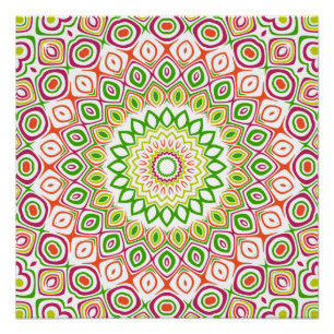 Helles Grün und Magenta Mandala-Muster Poster