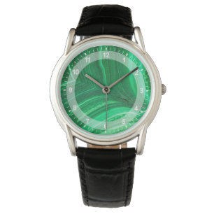 Helles grünes Malachit-Mineral Armbanduhr