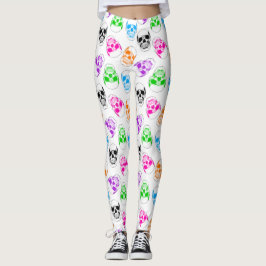 Helles Halloween farbenfrohe Schädelleder Leggings