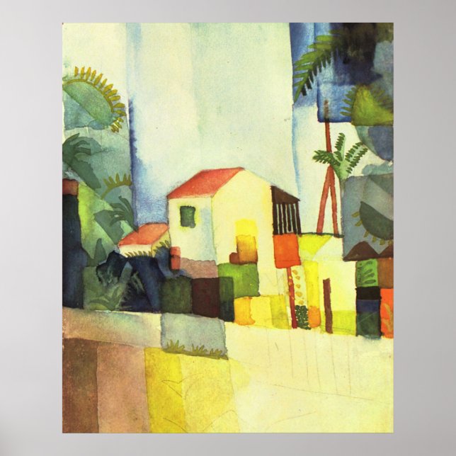 Helles Haus von August Macke Poster (Vorne)