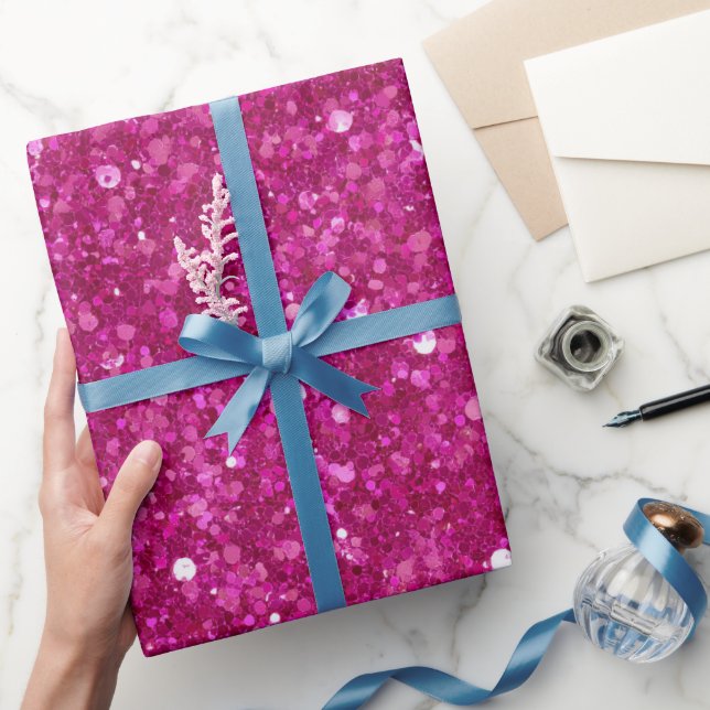 Helles heißes Rosa Funkelndes rosa Glittermuster Geschenkpapier (Schenken)